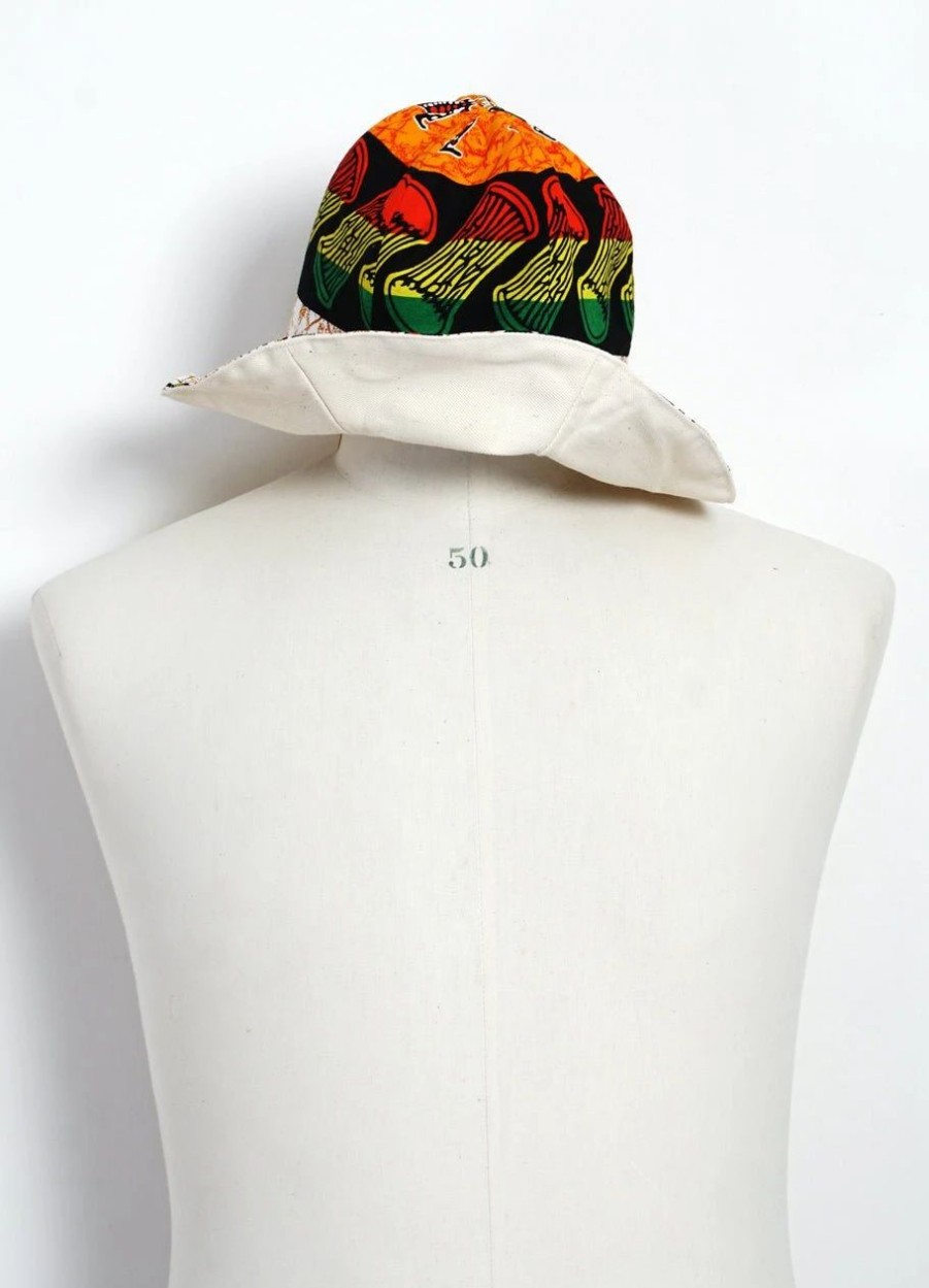 Accessories * | Monitaly Flop Hat | African Wax Block Print Hat | Rasta