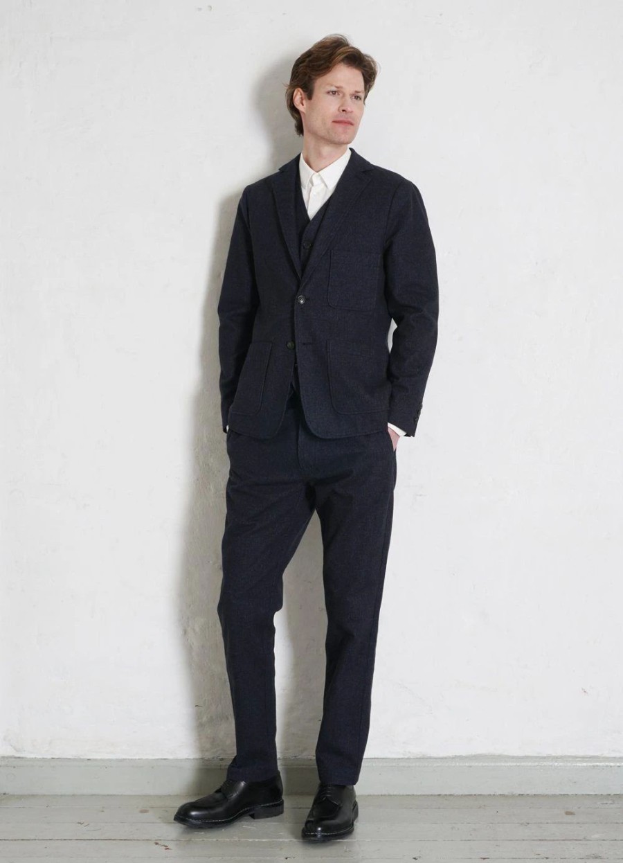 Tops * | Hansen Garments Chris | Classic Two Button Blazer | Brushed Blue