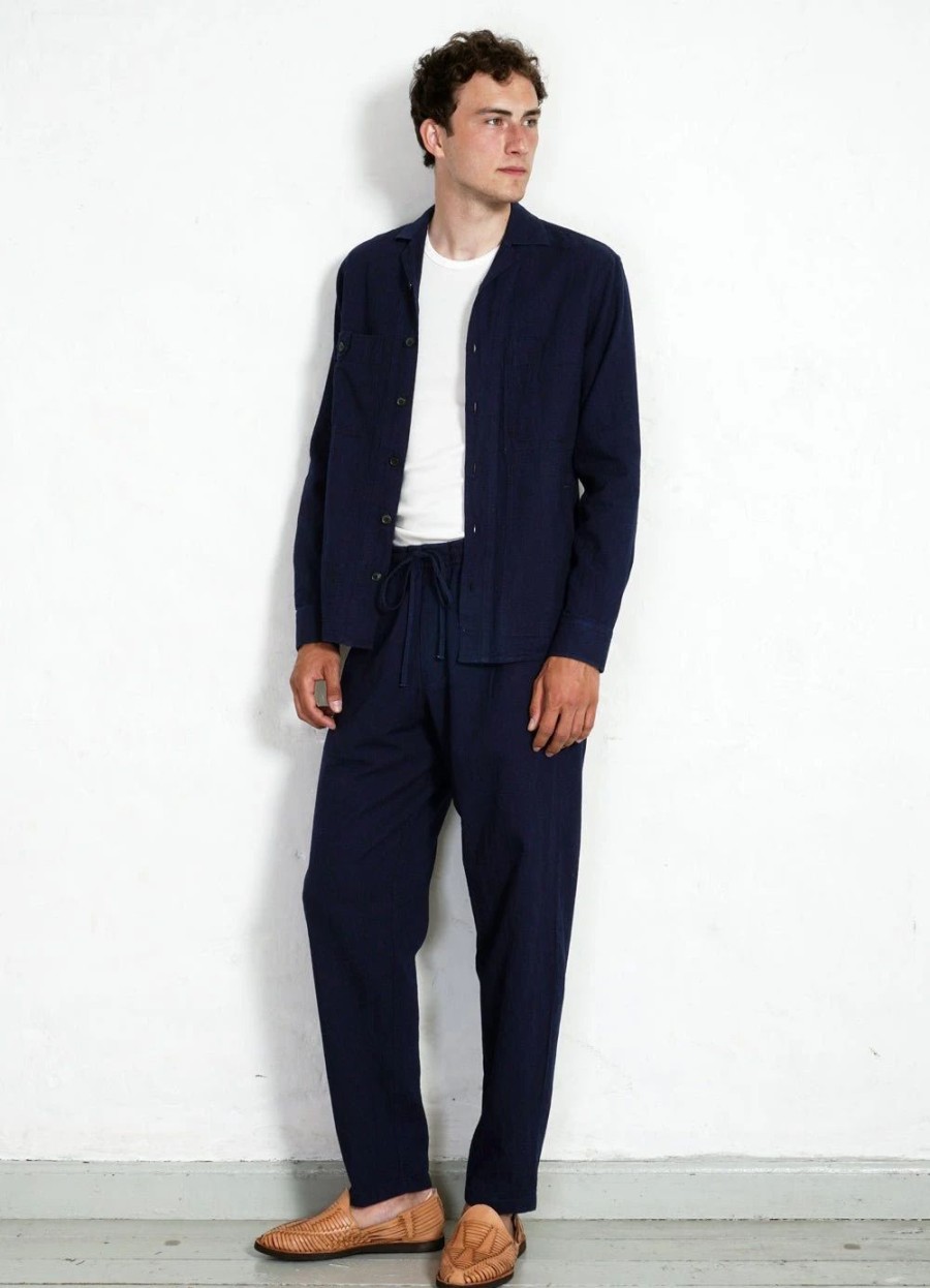 Bottoms * | Hansen Garments Jack | Casual Drawstring Pants | Waffle Indigo