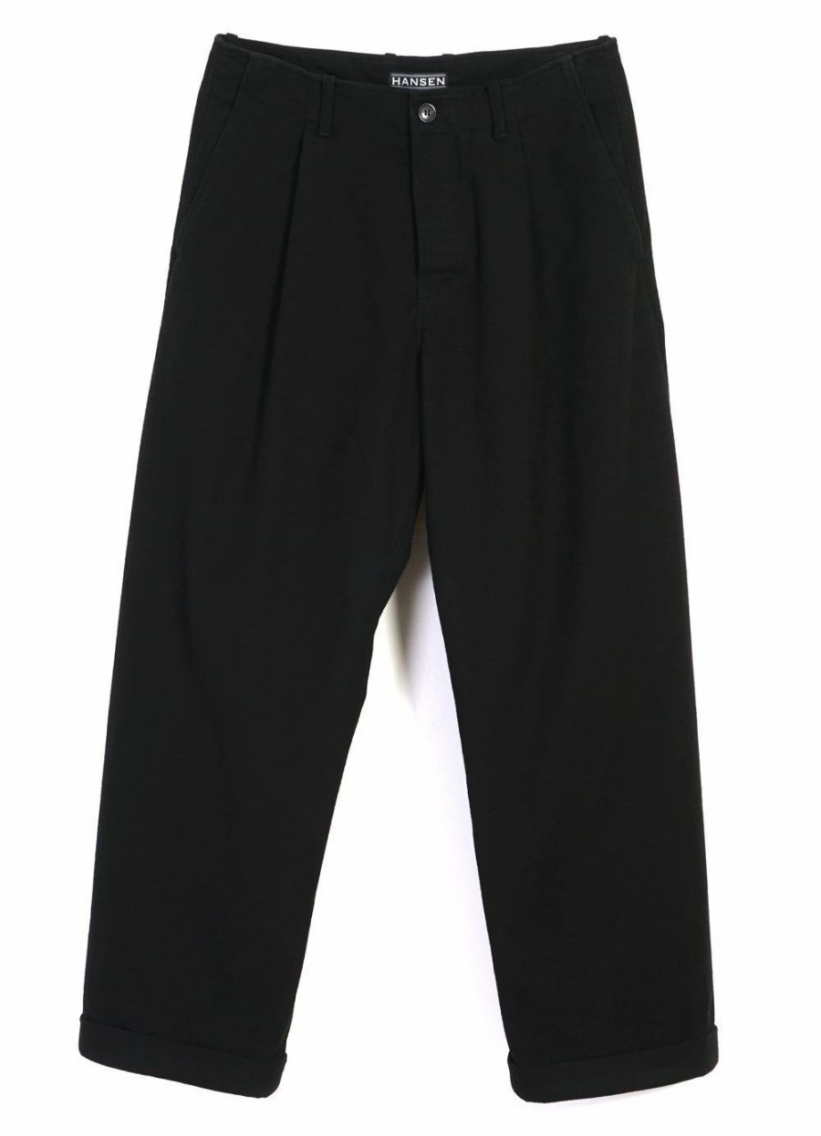 Bottoms * | Hansen Garments Bobby | Super Wide Pleated Trousers | Black