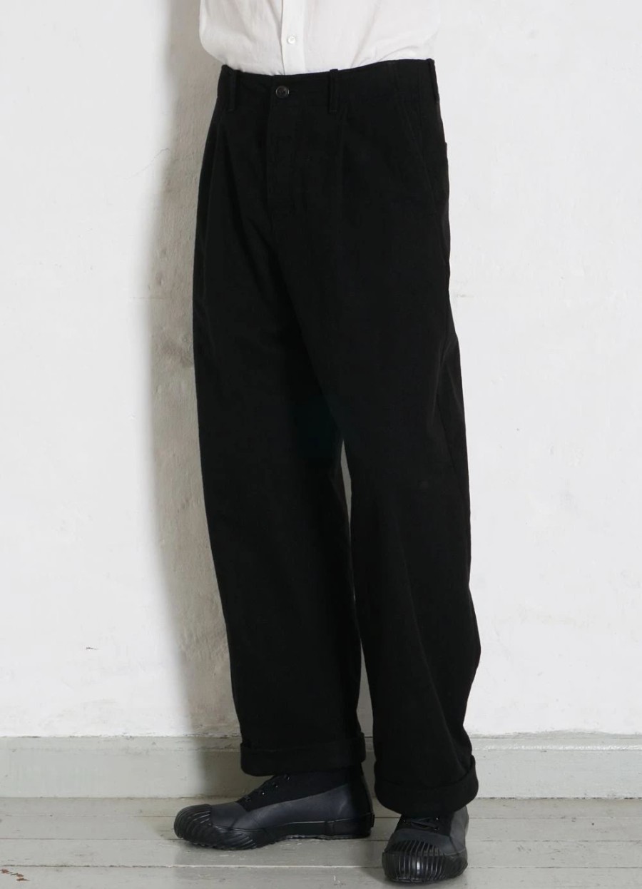 Bottoms * | Hansen Garments Bobby | Super Wide Pleated Trousers | Black