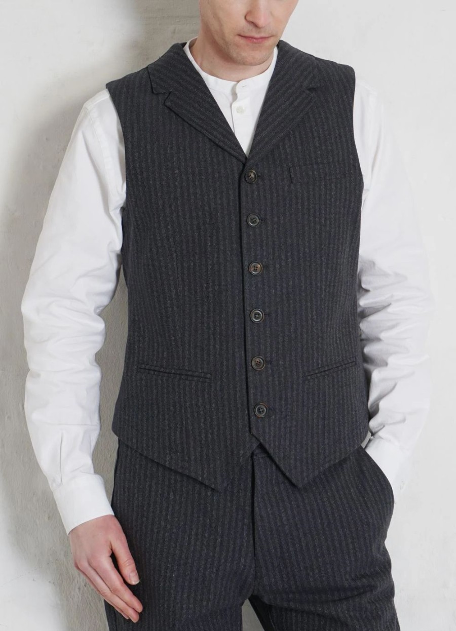 Tops * | Hansen Garments William | Lapel Waistcoat | Grey Pin