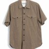 Tops * | Hansen Garments Villy | Short Sleeve Shirt | Khaki Sashiko