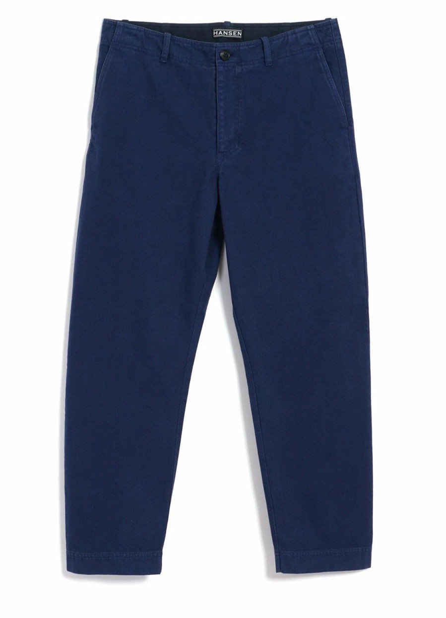 Bottoms * | Hansen Garments Trygve | Wide Cut Cropped Trousers | Work Blue