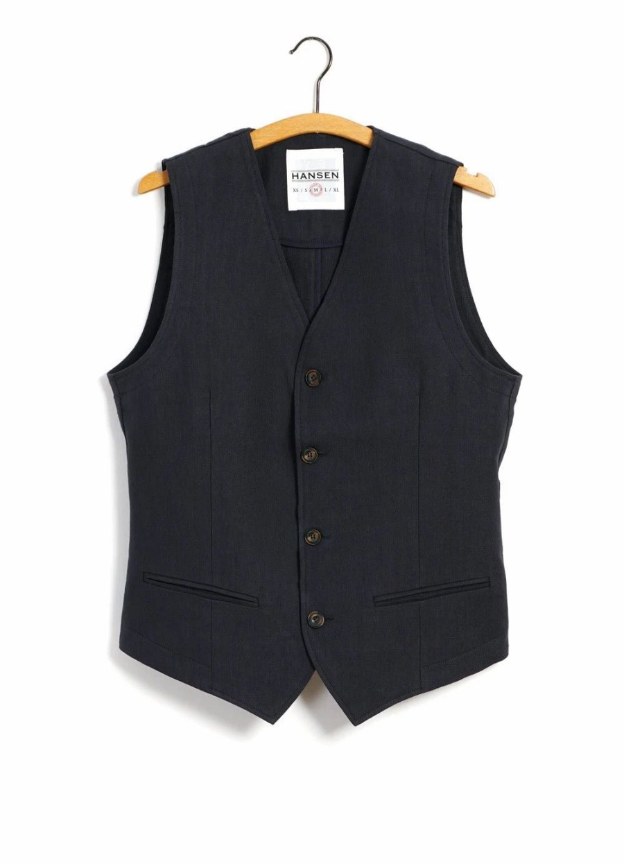 Tops * | Hansen Garments Daniel | Classic Waistcoat | Dark Blue