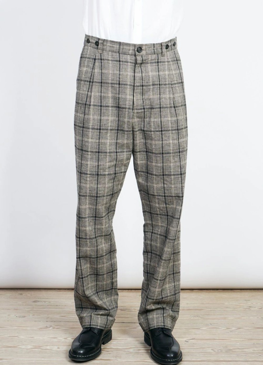 Bottoms * | Hansen Garments Sune | Pleated Wide Cut Trousers | Check 1