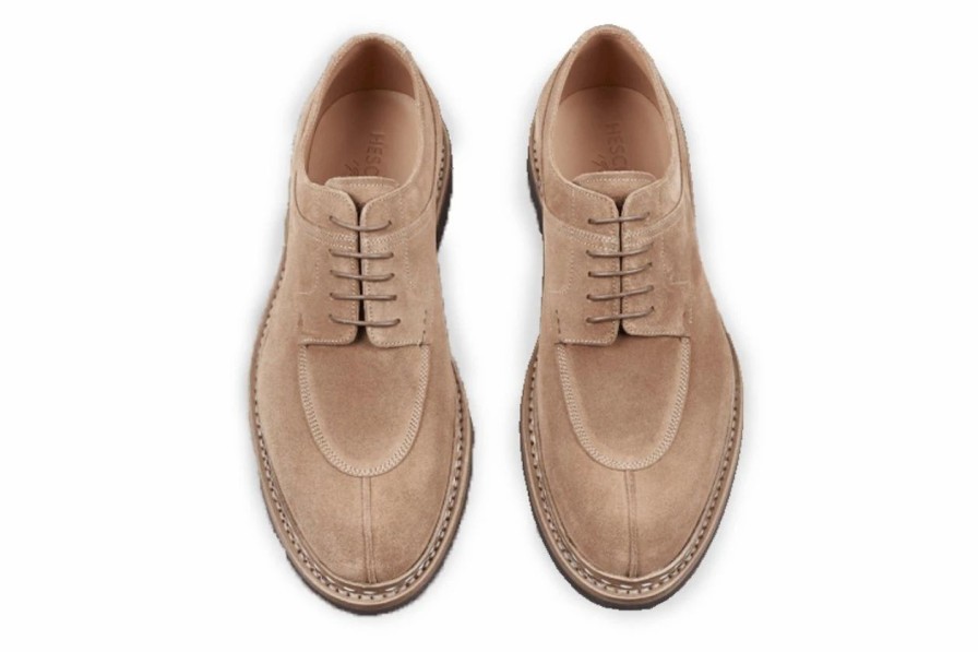 Footwear * | Heschung Catalpa | Water-Resistant Suede Derby Shoe | Cream