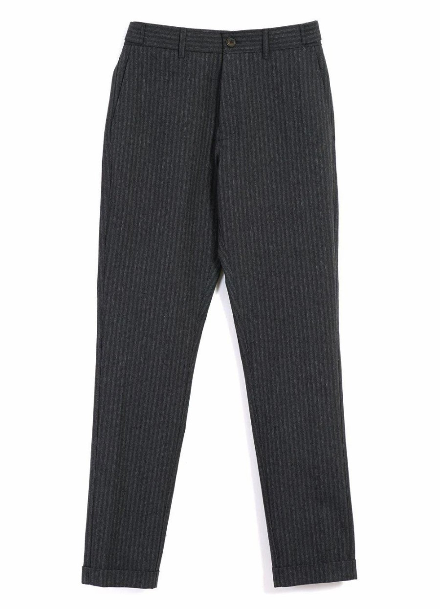 Bottoms * | Hansen Garments Finn | Side Buckle Regular Trousers | Grey Pin