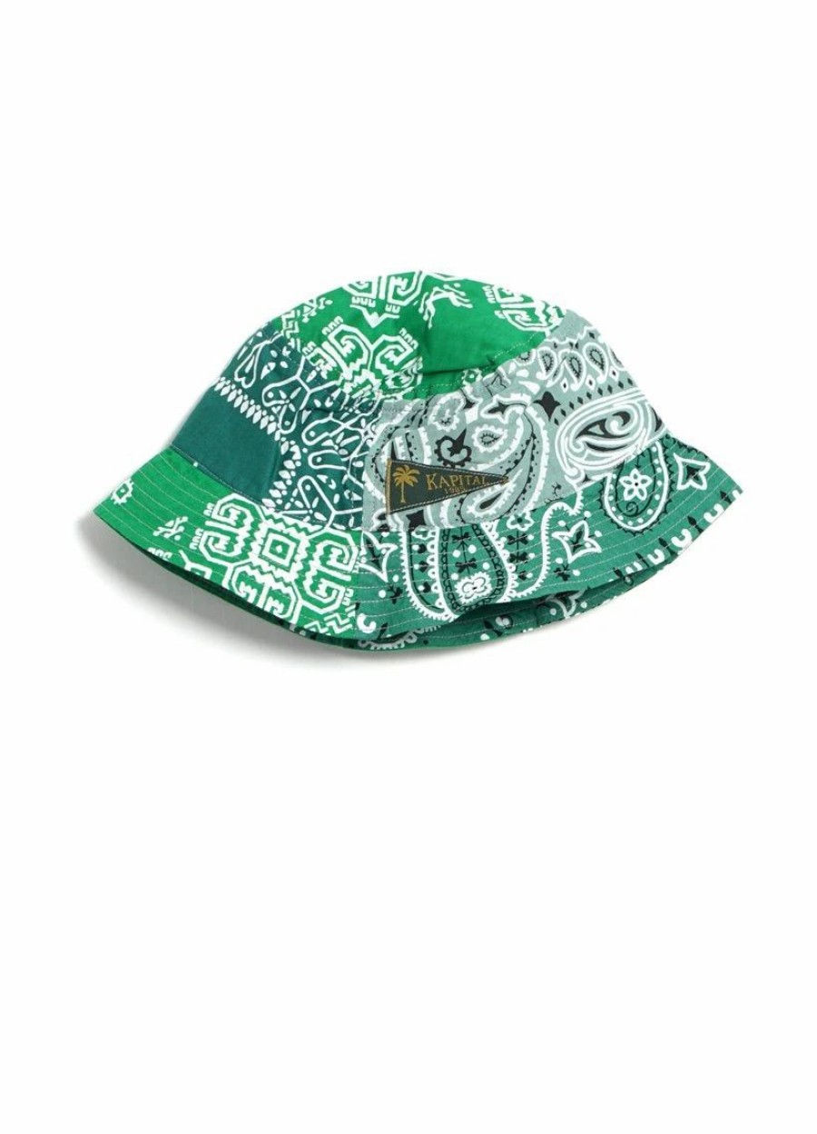 Accessories * | Kapital Bandana Patchwork | Bucket Hat | Green