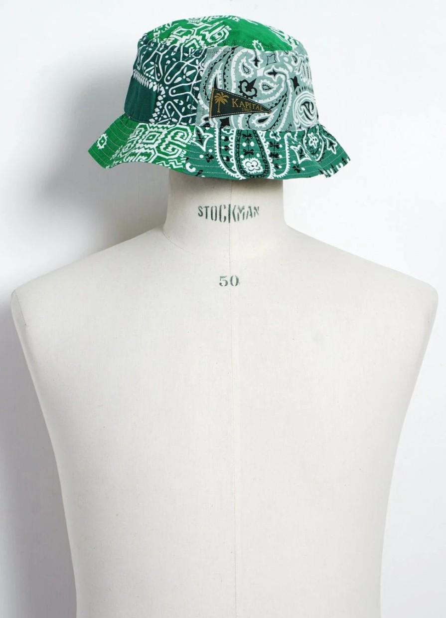 Accessories * | Kapital Bandana Patchwork | Bucket Hat | Green