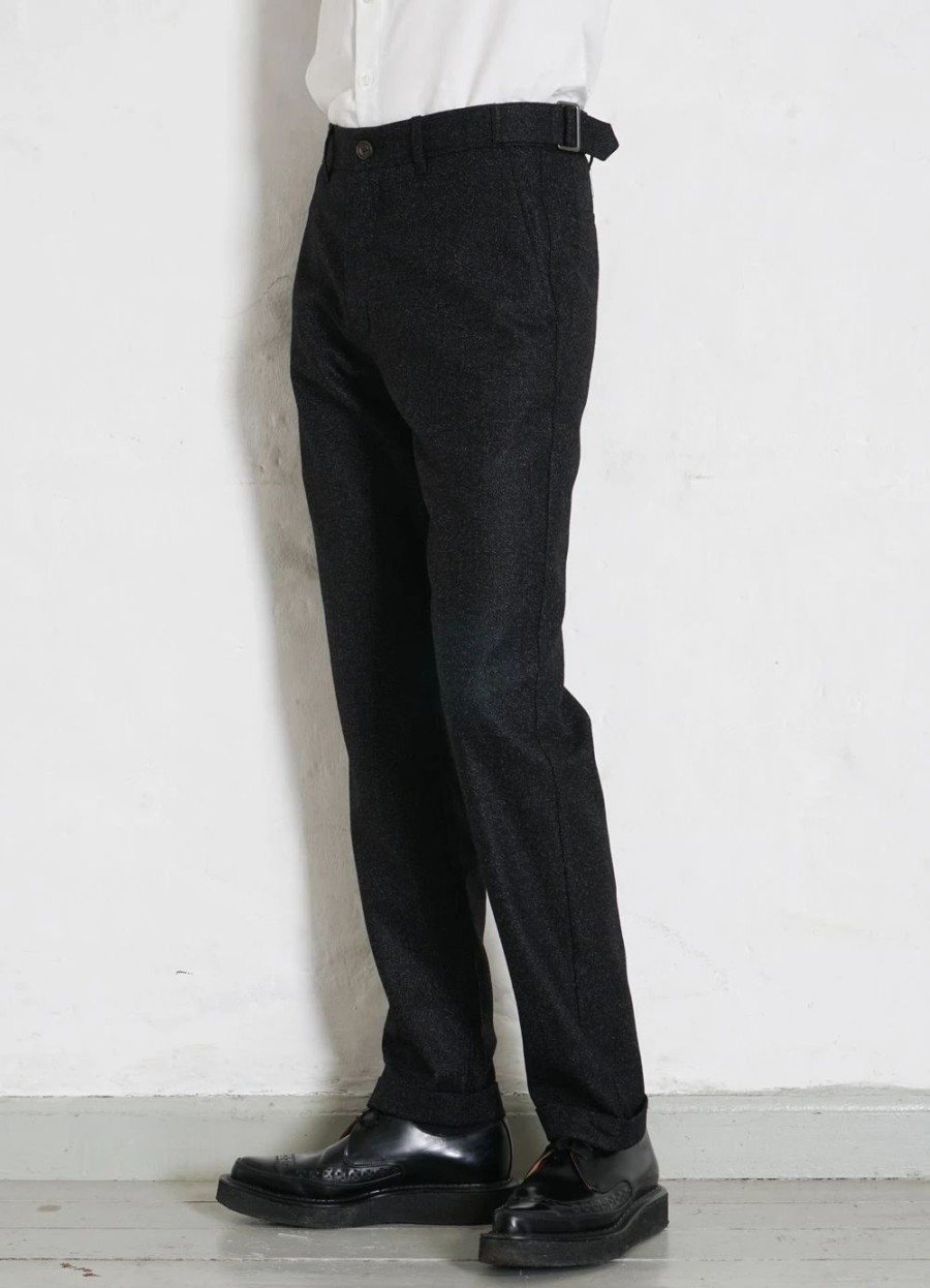 Bottoms * | Hansen Garments Finn | Side Buckle Regular Trousers | Black Marble