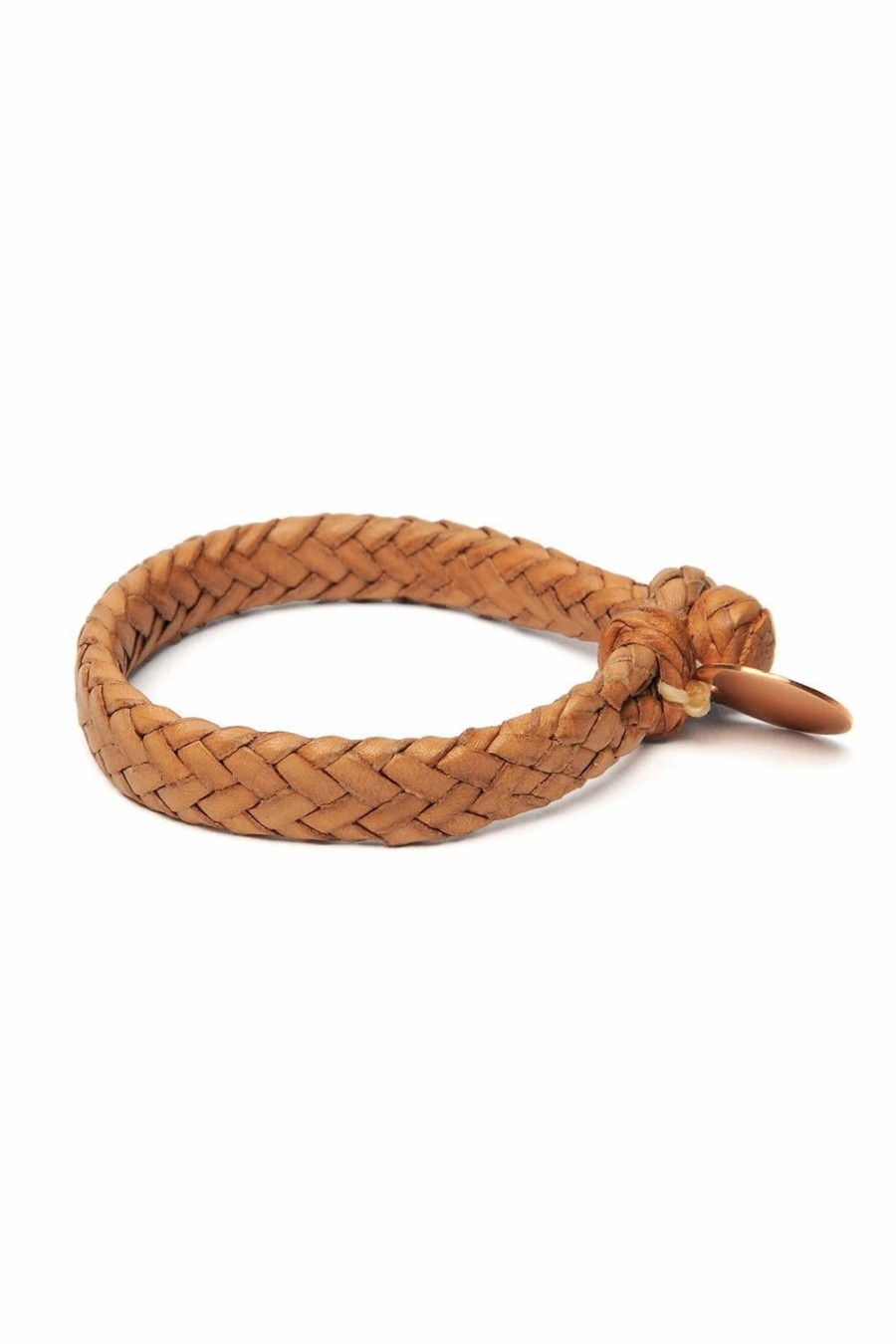 Accessories * | Chamula Leather Bracelet | Wide Flat Weave | Tan 1