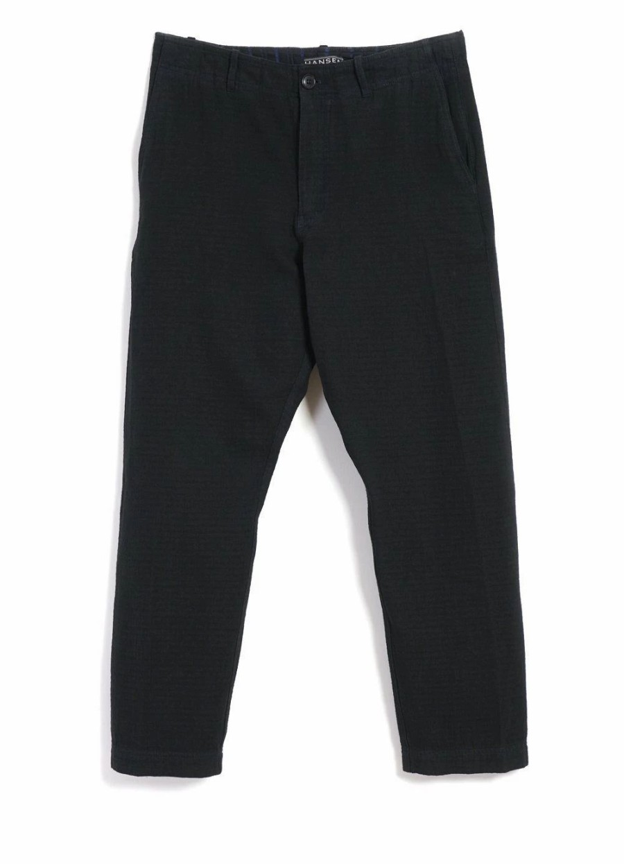 Bottoms * | Hansen Garments Trygve | Wide Cut Cropped Trousers | Black