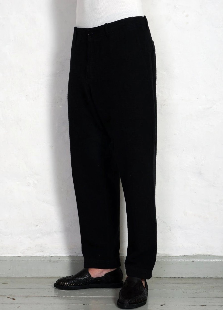 Bottoms * | Hansen Garments Trygve | Wide Cut Cropped Trousers | Black