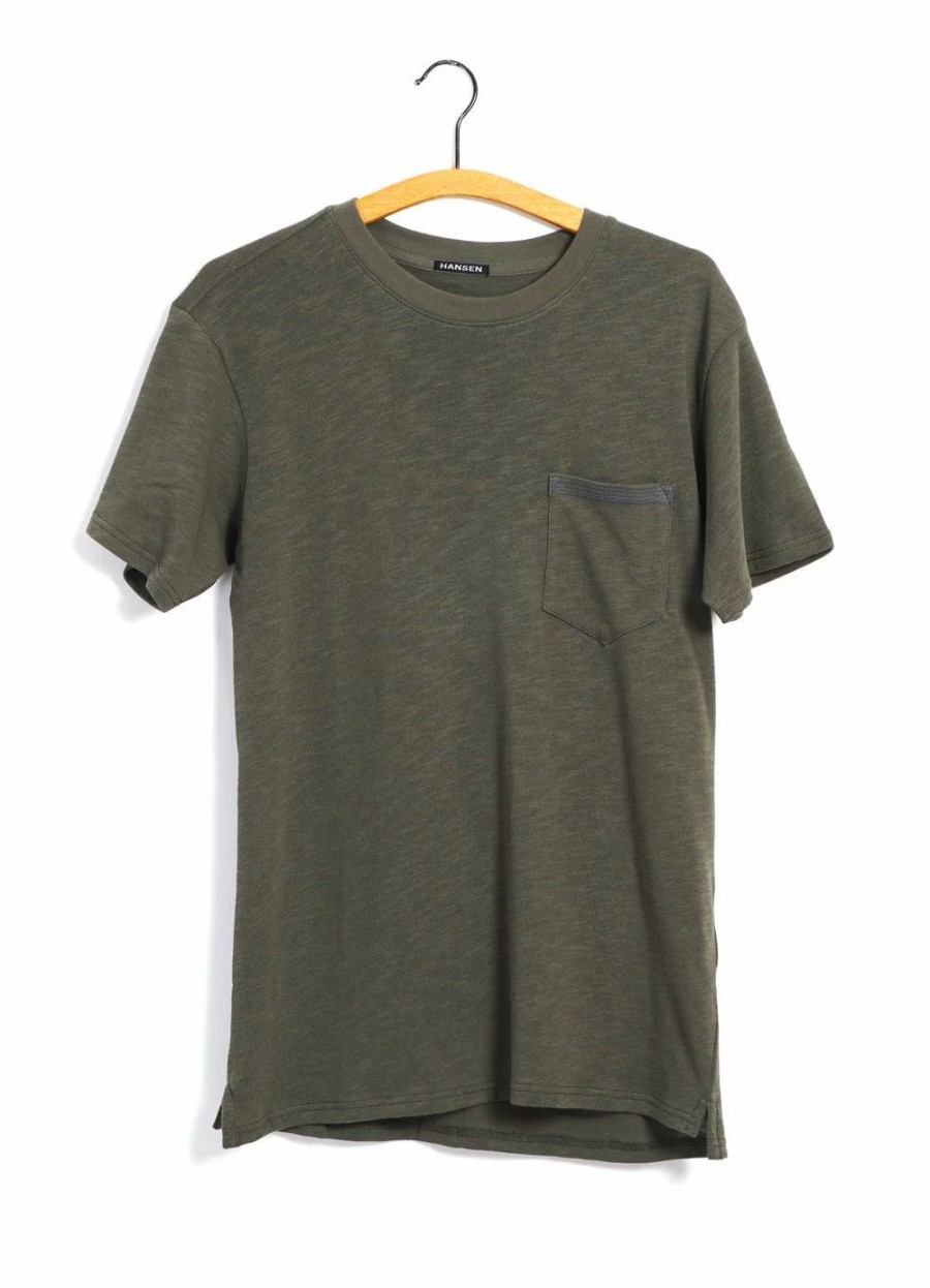 Tops * | Hansen Garments James | Crew Neck Pocket T | Green