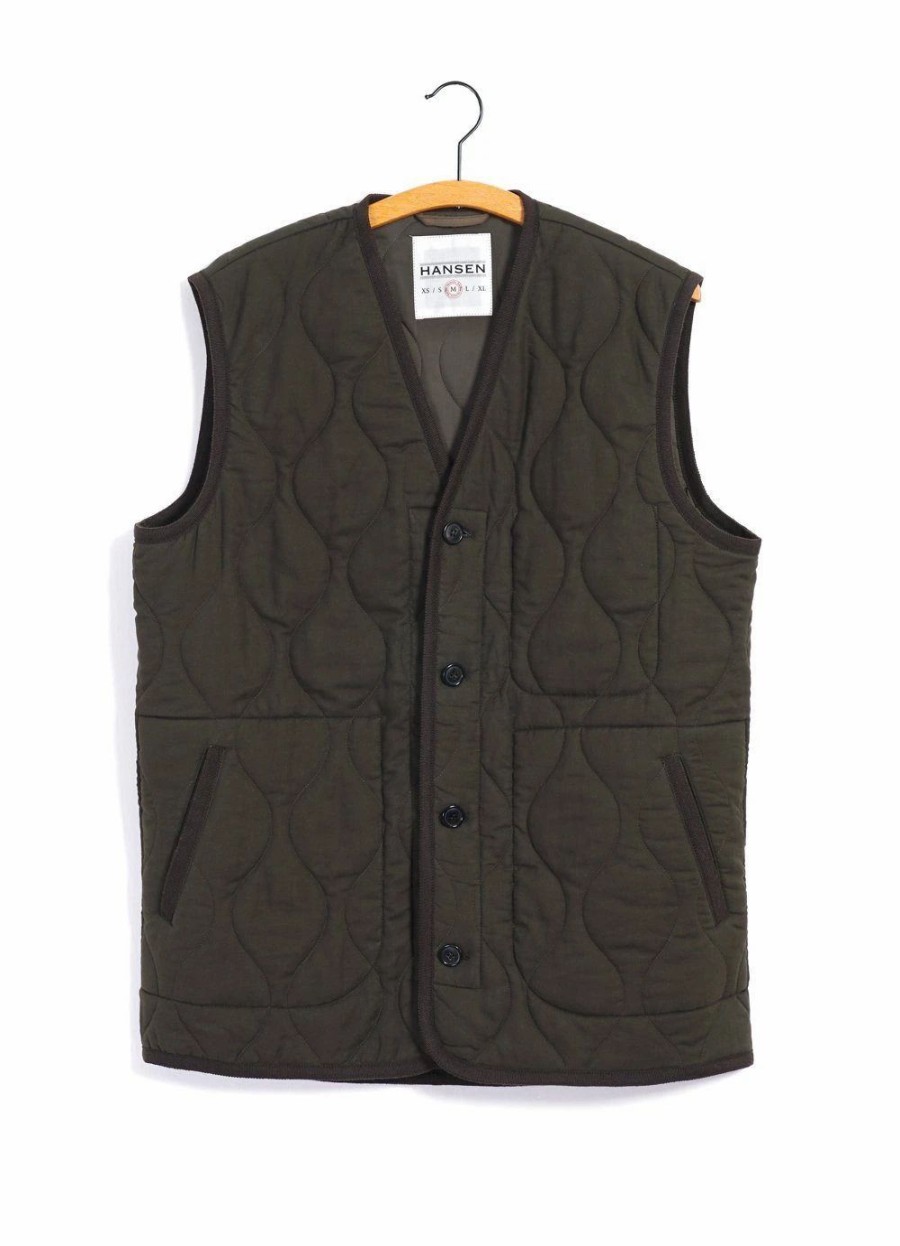 Tops * | Hansen Garments Tony | Bonded Padded Vest | Dark Army