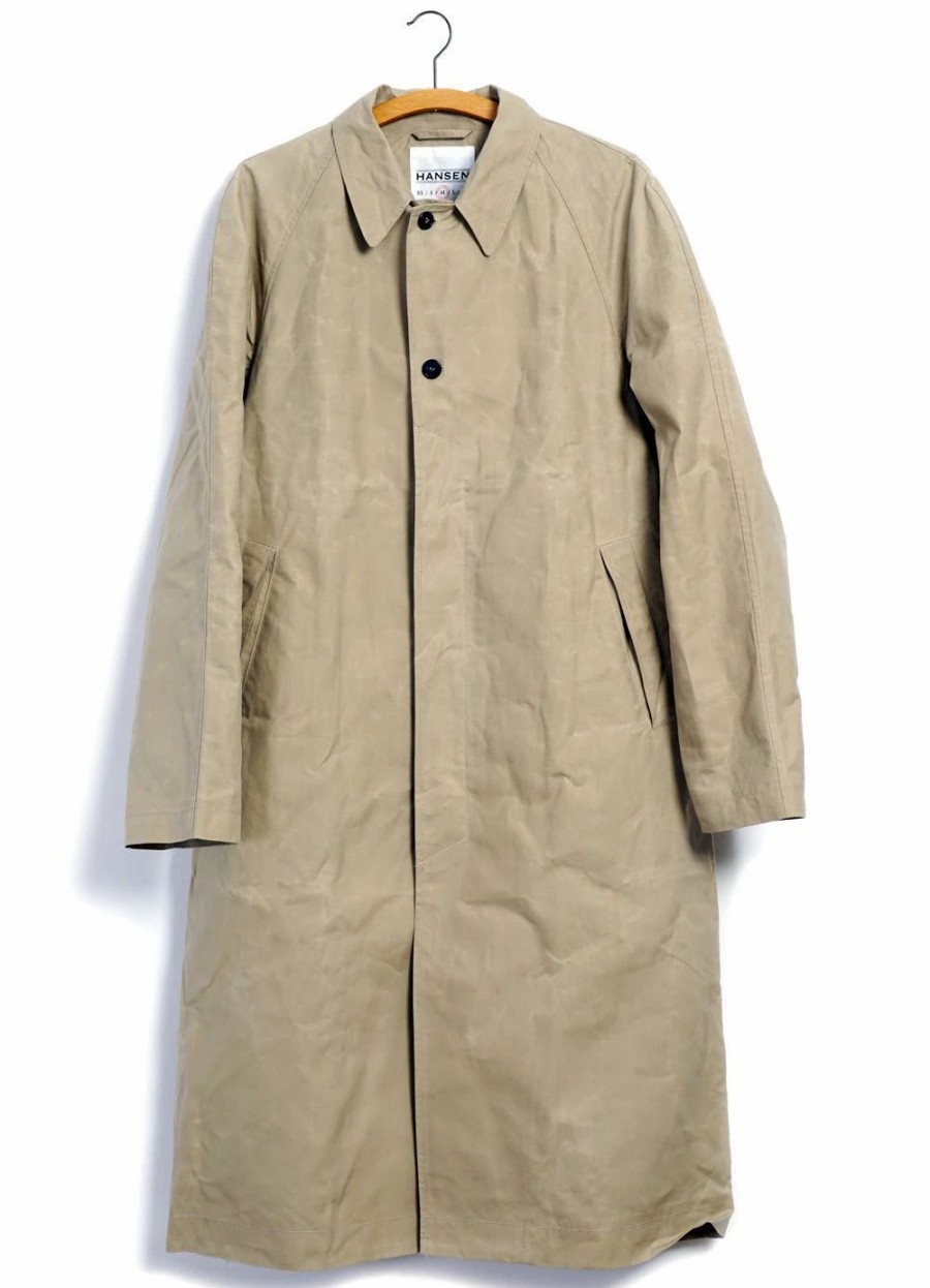 Tops * | Hansen Garments Morten | Long Windbreaker Coat | Sand