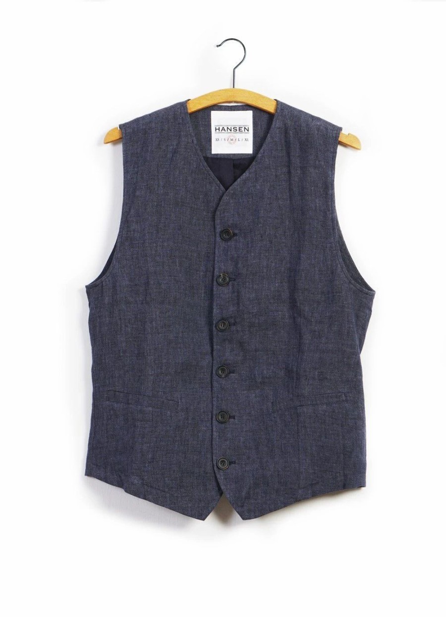 Tops * | Hansen Garments Kalle | Casual Classic Vest | Blue Delave