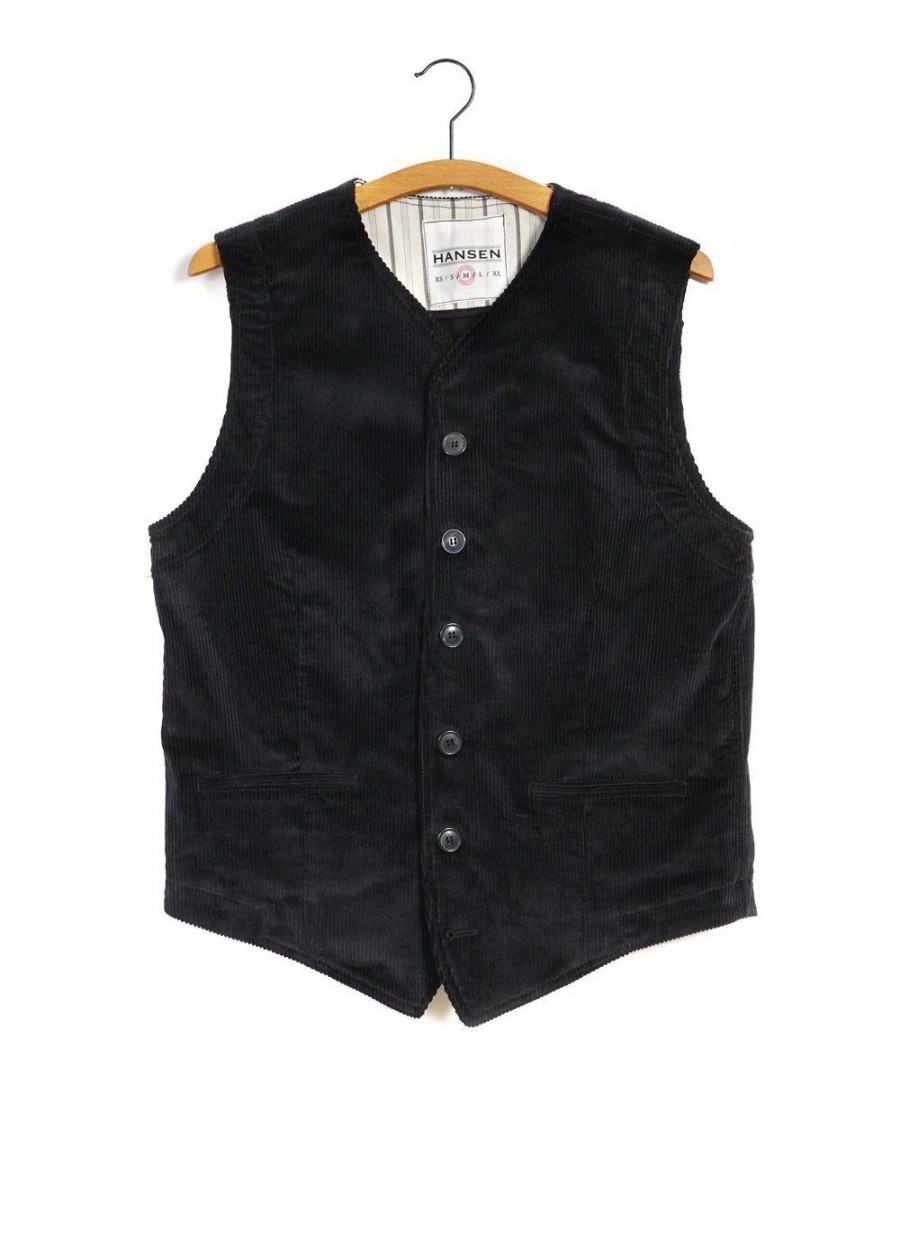 Tops * | Hansen Garments Kaj | Casual Waistcoat | Black