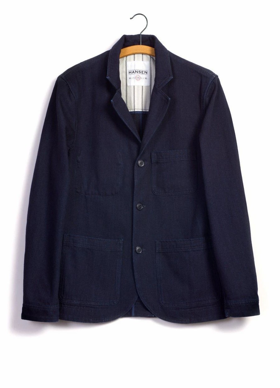 Tops * | Hansen Garments Nicolai | Informal 3-Button Blazer | Black Indigo