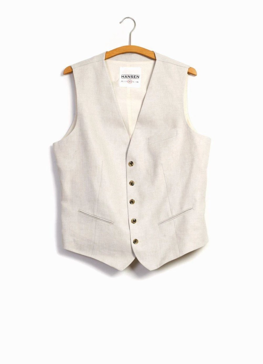 Tops * | Hansen Garments Dan | Formal Suit Waistcoat | Ecru