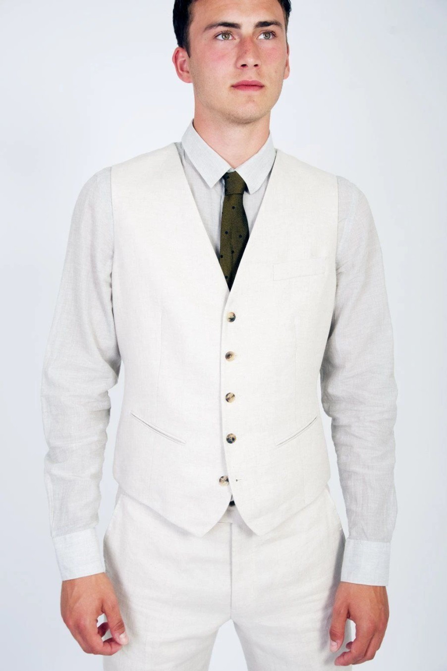 Tops * | Hansen Garments Dan | Formal Suit Waistcoat | Ecru