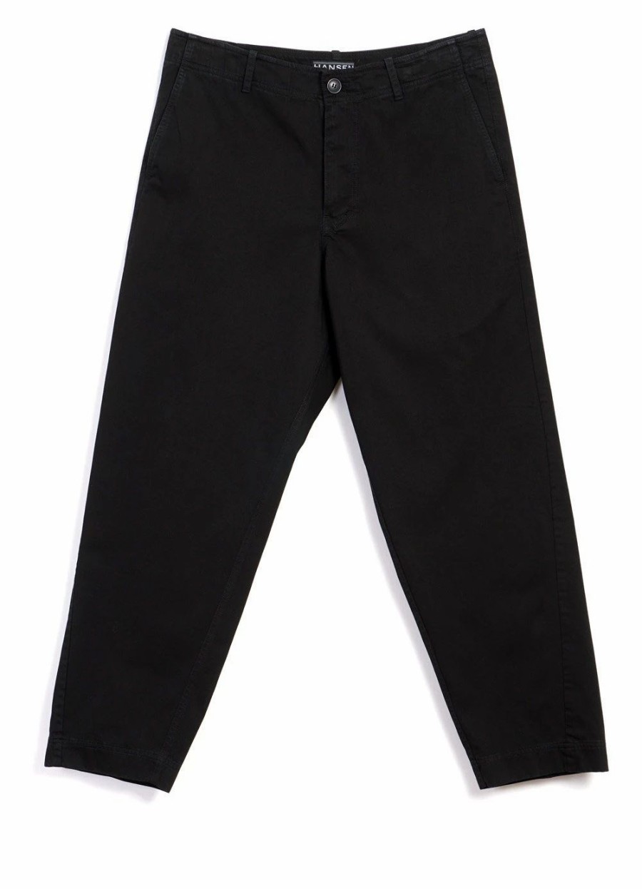 Bottoms * | Hansen Garments Trygve | Wide Cut Cropped Trousers | Black