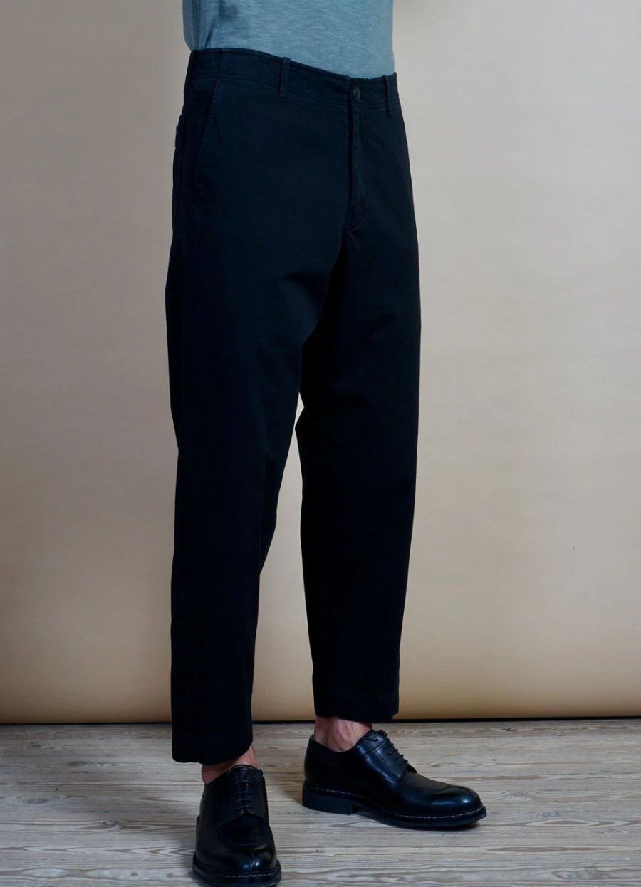 Bottoms * | Hansen Garments Trygve | Wide Cut Cropped Trousers | Black